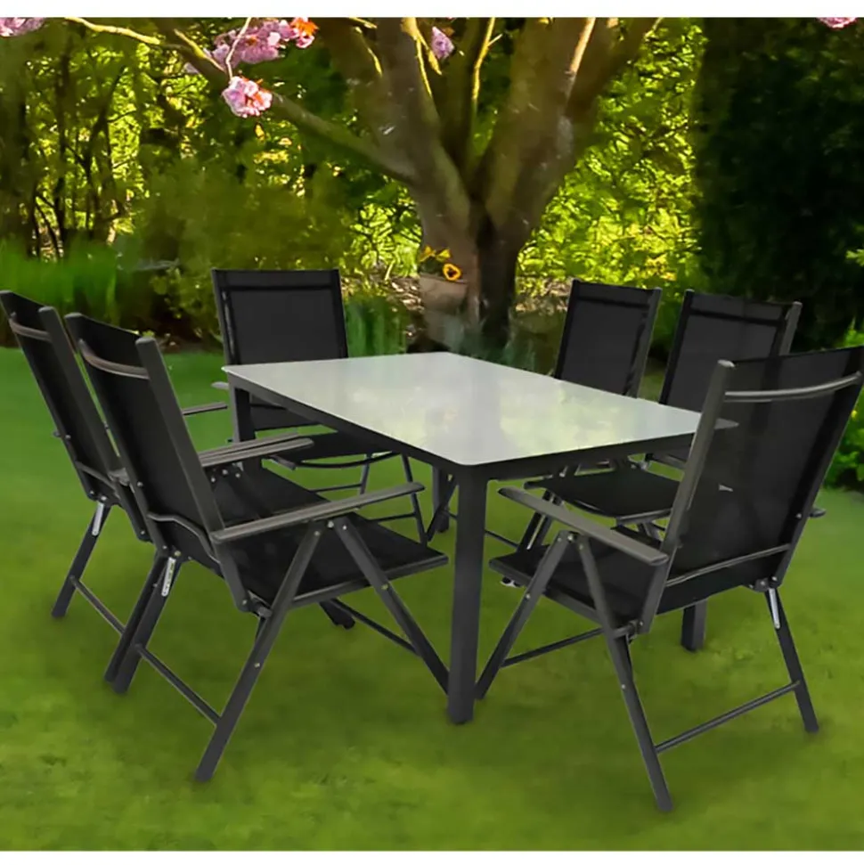 Outdoor Sitzgruppe mit Glastisch - Franatico (siebenteilig)