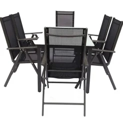 Outdoor Sitzgruppe mit Glastisch - Franatico (siebenteilig)