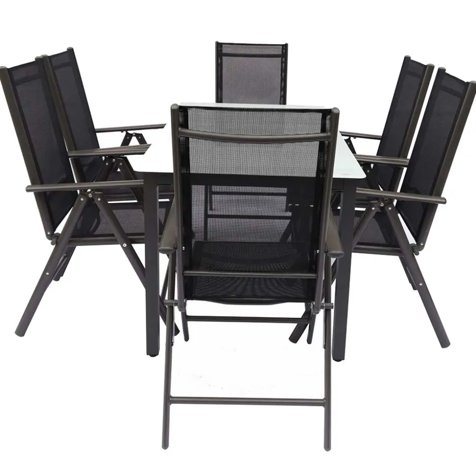 Outdoor Sitzgruppe mit Glastisch - Franatico (siebenteilig)