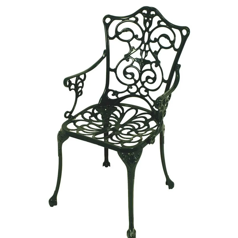 Outdoor Stuhl mit Armlehnen in Dunkelgrün - Tilano