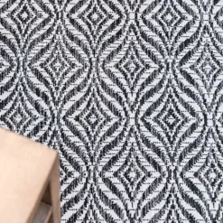 Outdoorteppich mit Muster in Dunkelgrau Creme - Bird