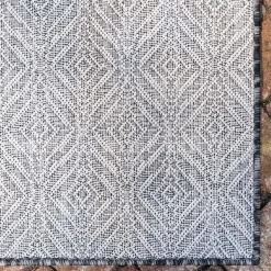 Outdoorteppich mit Muster in Dunkelgrau Creme - Bird