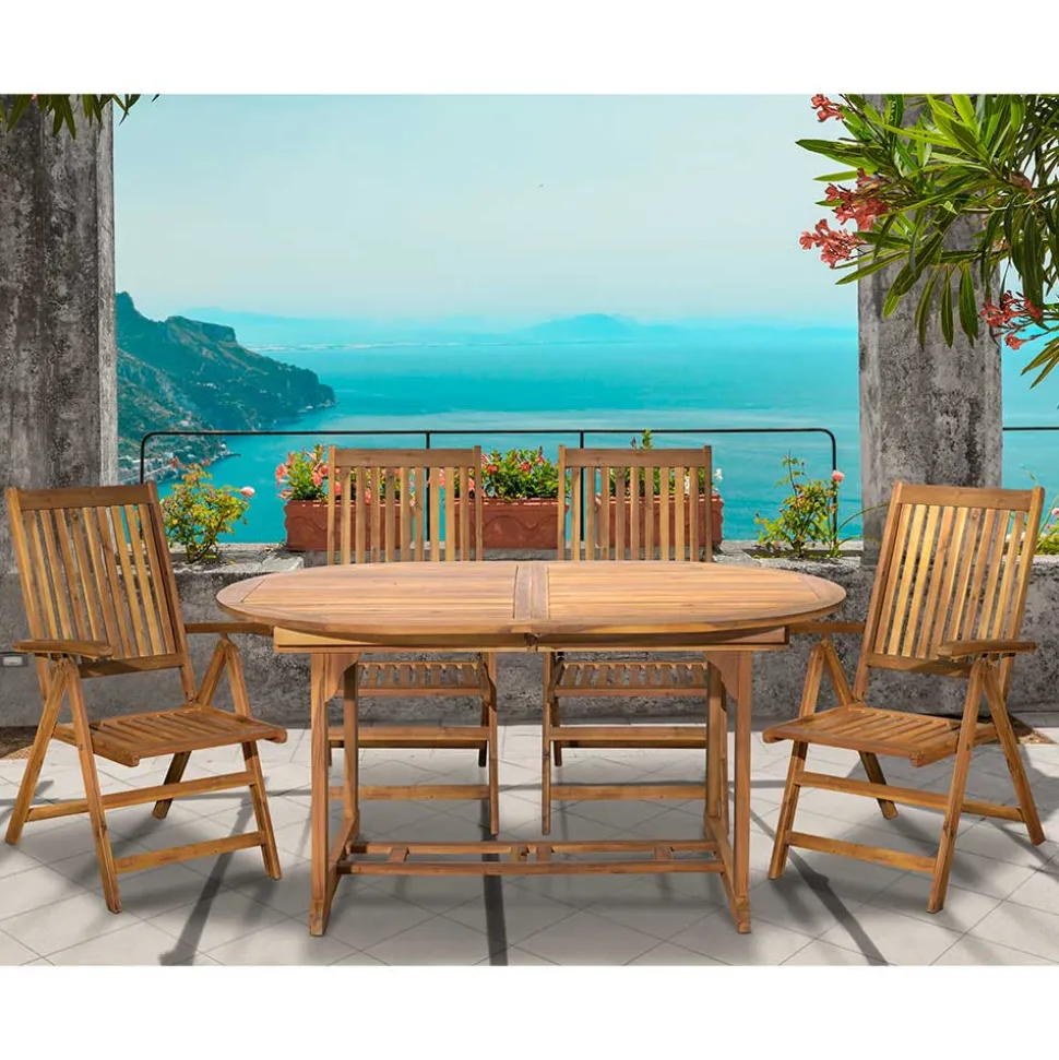 Ovale Gartentisch Gruppe für vier Personen - Nevuz (fünfteilig)