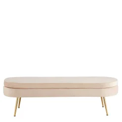 Ovale Polsterbank in Beige & Gold - Mamoud