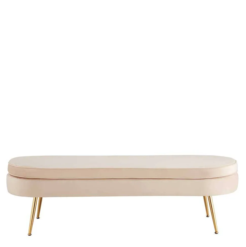 Ovale Polsterbank in Beige & Gold - Mamoud