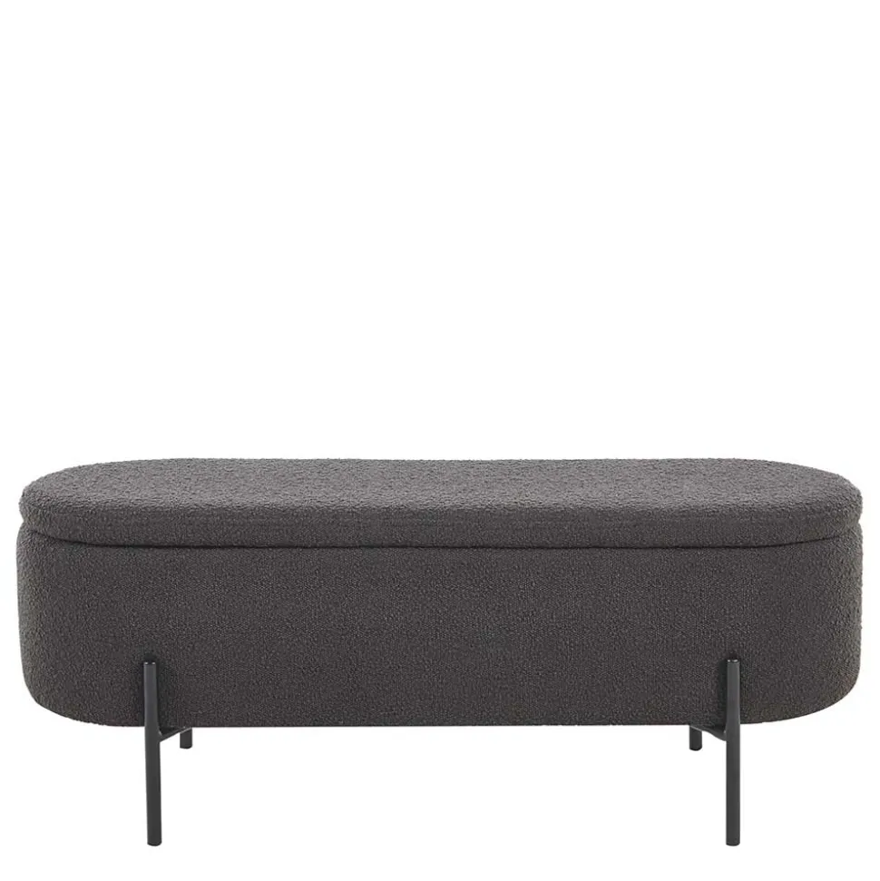 Ovale Truhenbank in Anthrazit Boucle - Comoto
