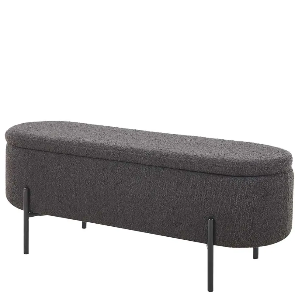 Ovale Truhenbank in Anthrazit Boucle - Comoto