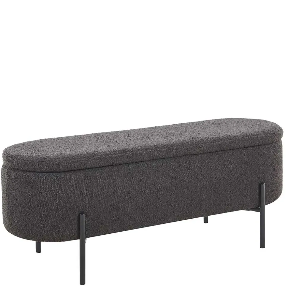 Ovale Truhenbank in Anthrazit Boucle - Comoto