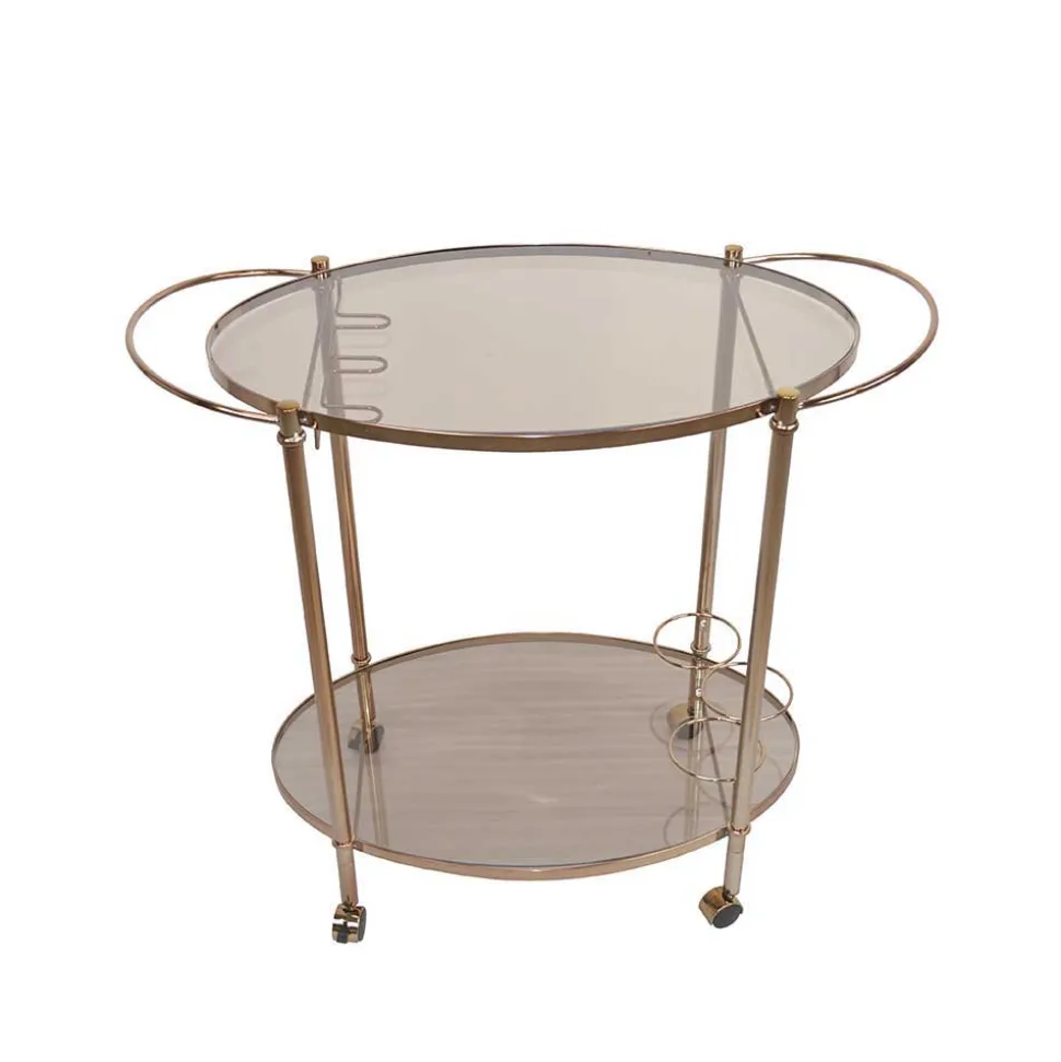 Ovaler Barwagen mit Glas Twinta & Metall Bronzefarben