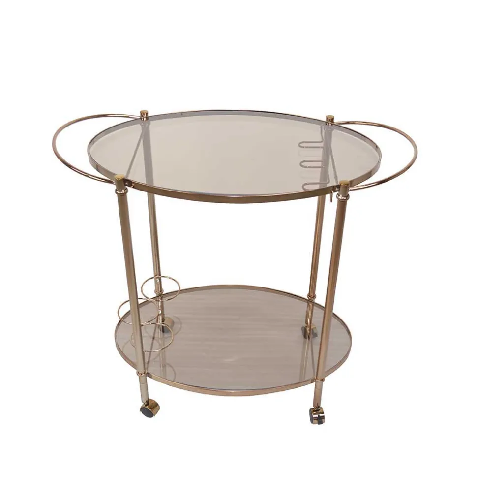 Ovaler Barwagen mit Glas Twinta & Metall Bronzefarben