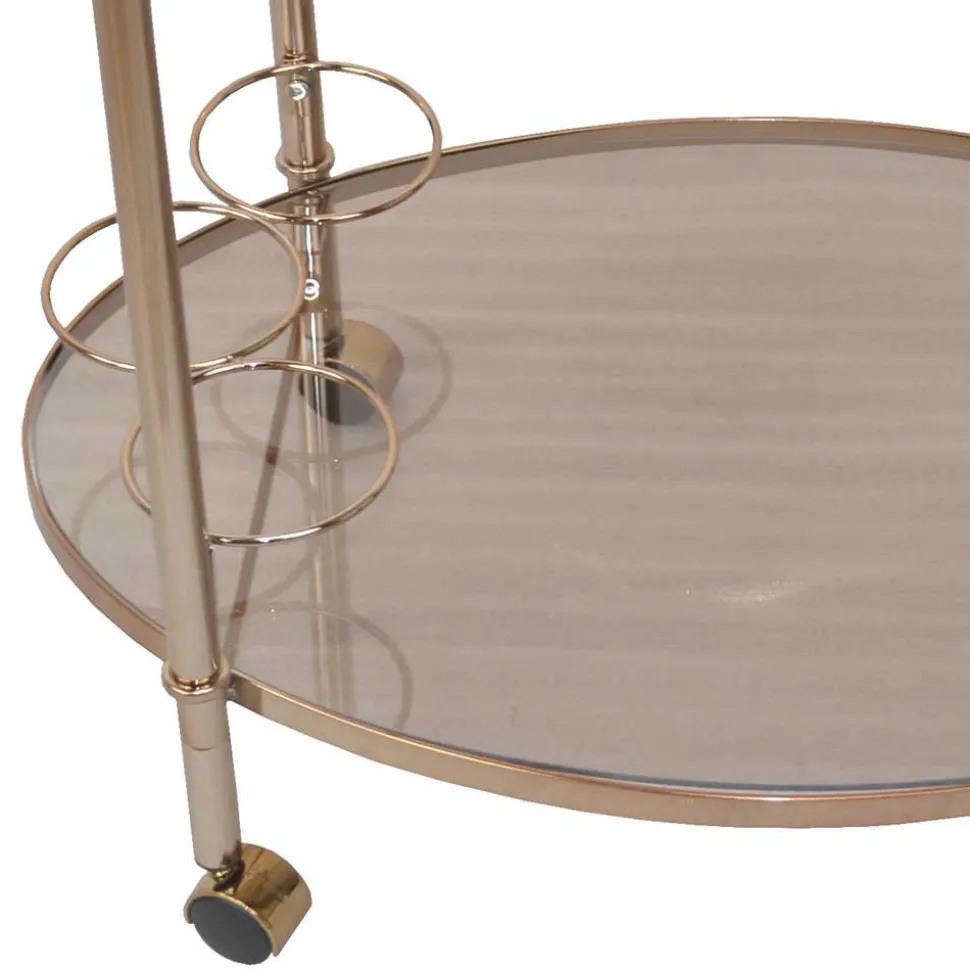 Ovaler Barwagen mit Glas Twinta & Metall Bronzefarben