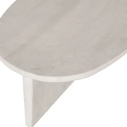 Ovaler Couchtisch in Creme aus Massivholz - Nuvellas