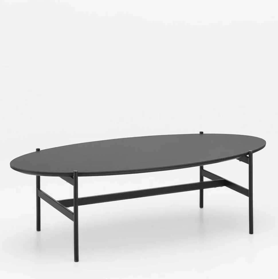 Ovaler Couchtisch in Dunkelgrau Keramik - Andrina