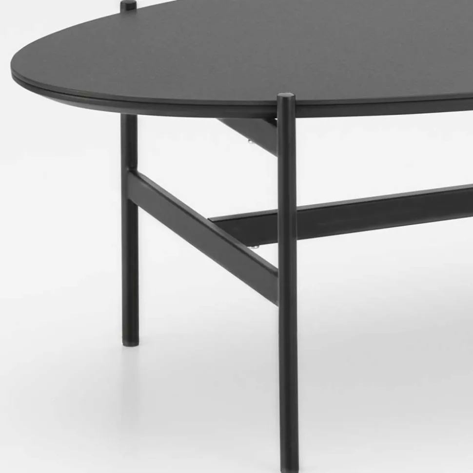 Ovaler Couchtisch in Dunkelgrau Keramik - Andrina