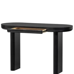 Ovaler Design Schreibtisch in Schwarz Holzoptik - Belinda
