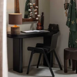 Ovaler Design Schreibtisch in Schwarz Holzoptik - Belinda