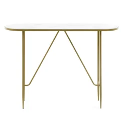 Ovaler Konsolentisch mit Glas Marmoroptik - Bremona