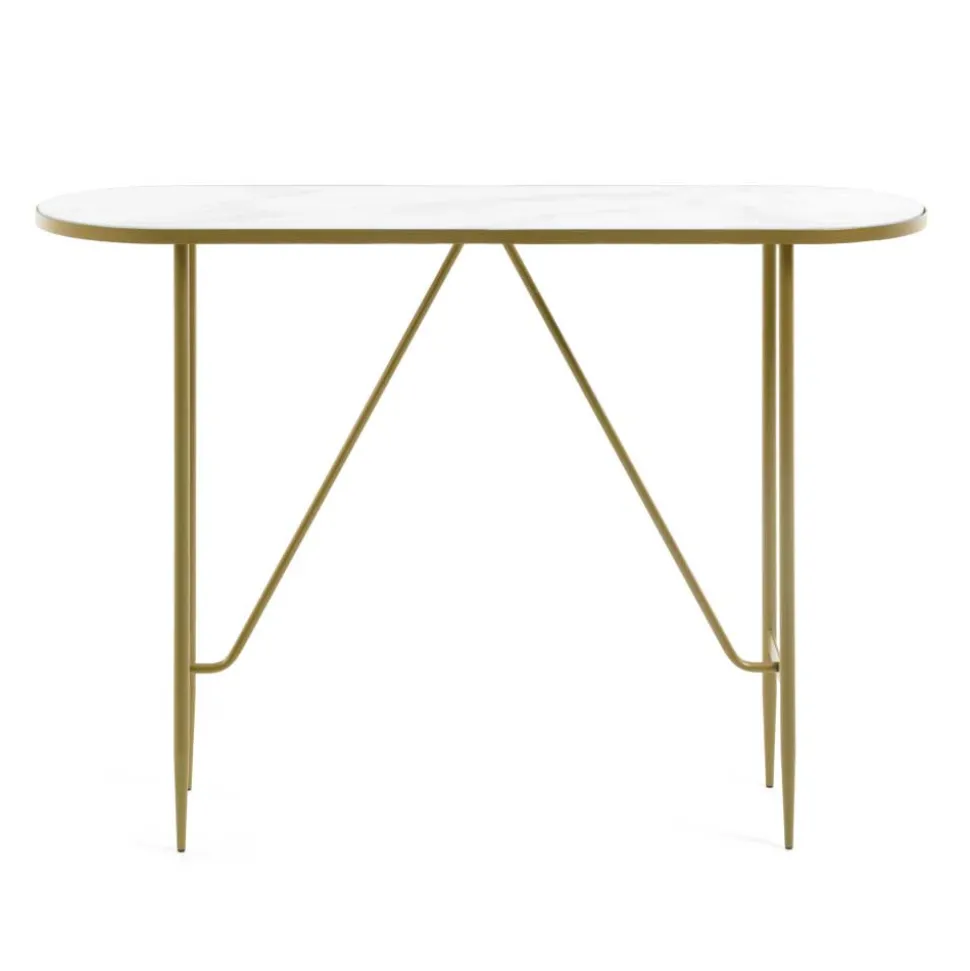 Ovaler Konsolentisch mit Glas Marmoroptik - Bremona