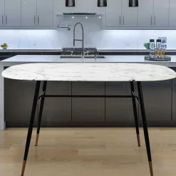 Ovaler Retro Esstisch in Marmoroptik - Little