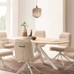 Ovaler Wildeiche-Tisch mit weißem Spidergestell - French