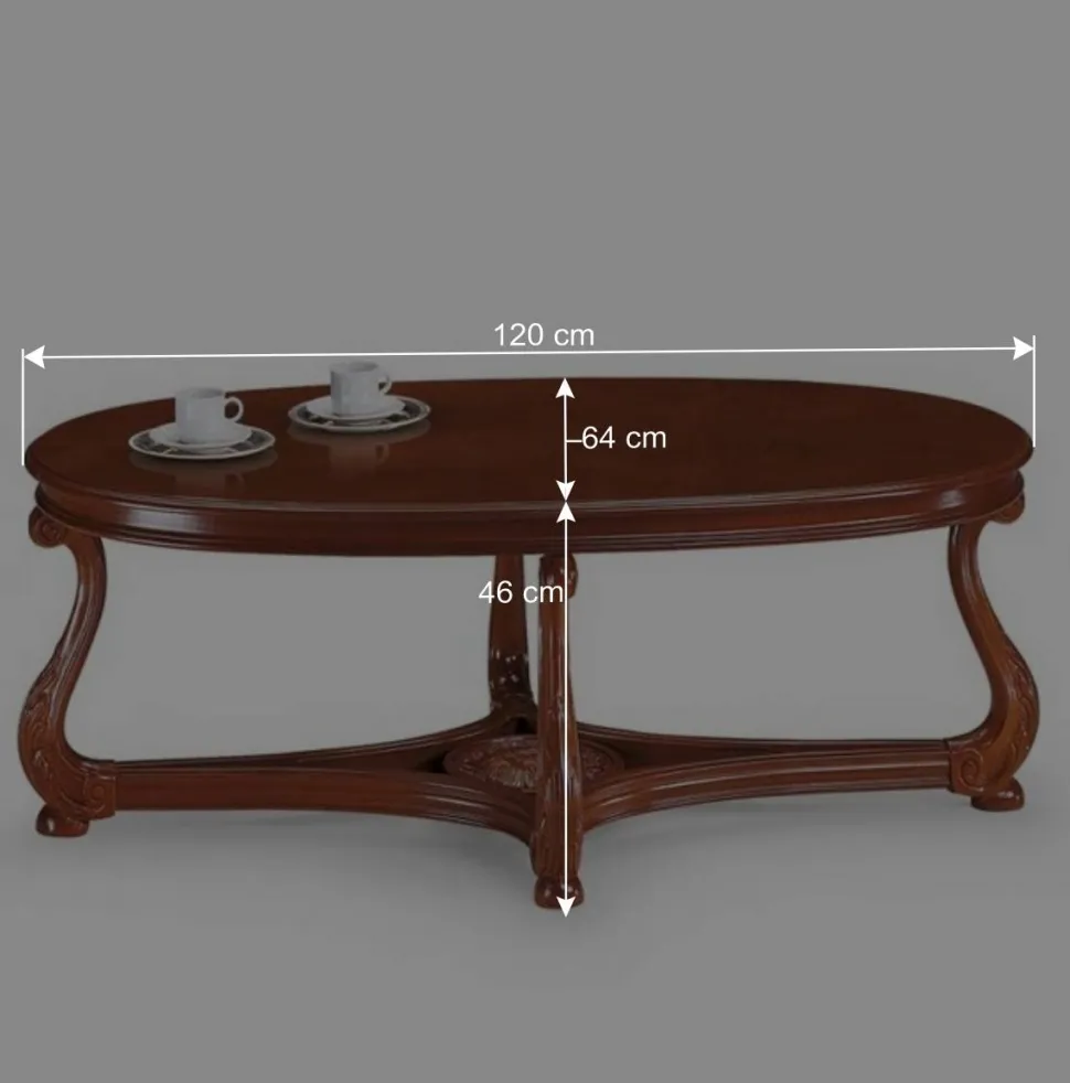 Ovaler Wohnzimmer Tisch in Nussbaumfarben - Vibon