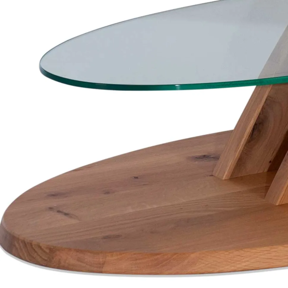 Ovaler Wohnzimmertisch aus Wildeiche Bianco - Gibradoa