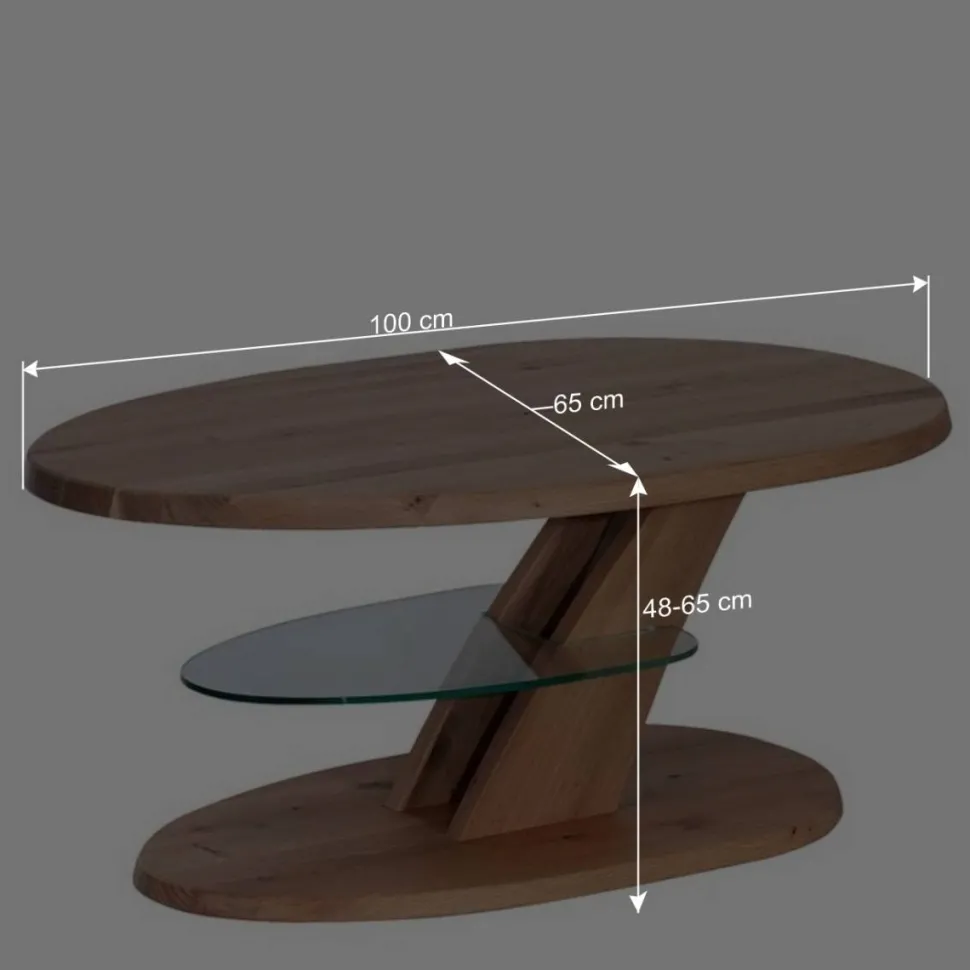 Ovaler Wohnzimmertisch aus Wildeiche Bianco - Gibradoa