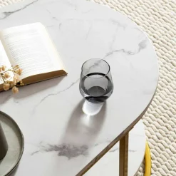 Ovaler Wohnzimmertisch im Marmor Look - Narkus