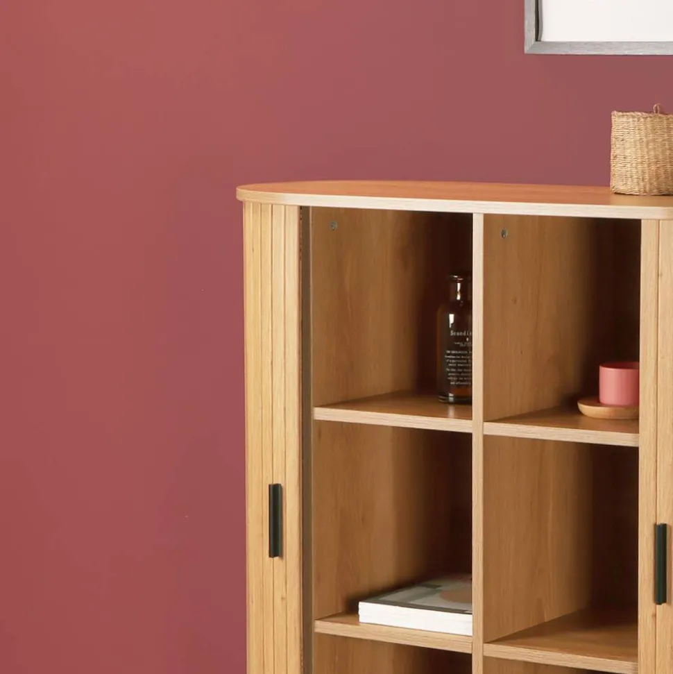 Ovales Skandi-Highboard mit Schiebetüren - Barnetta