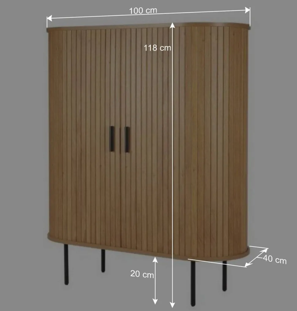 Ovales Skandi-Highboard mit Schiebetüren - Barnetta