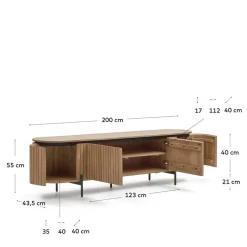 Ovales TV Board 200x55x43 cm - Ilvenda