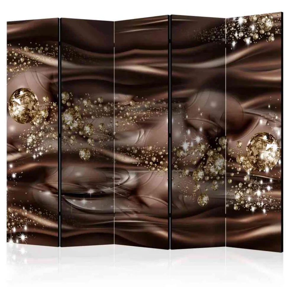 Paravent Design Raumteiler in Braun & Gold - Nasco