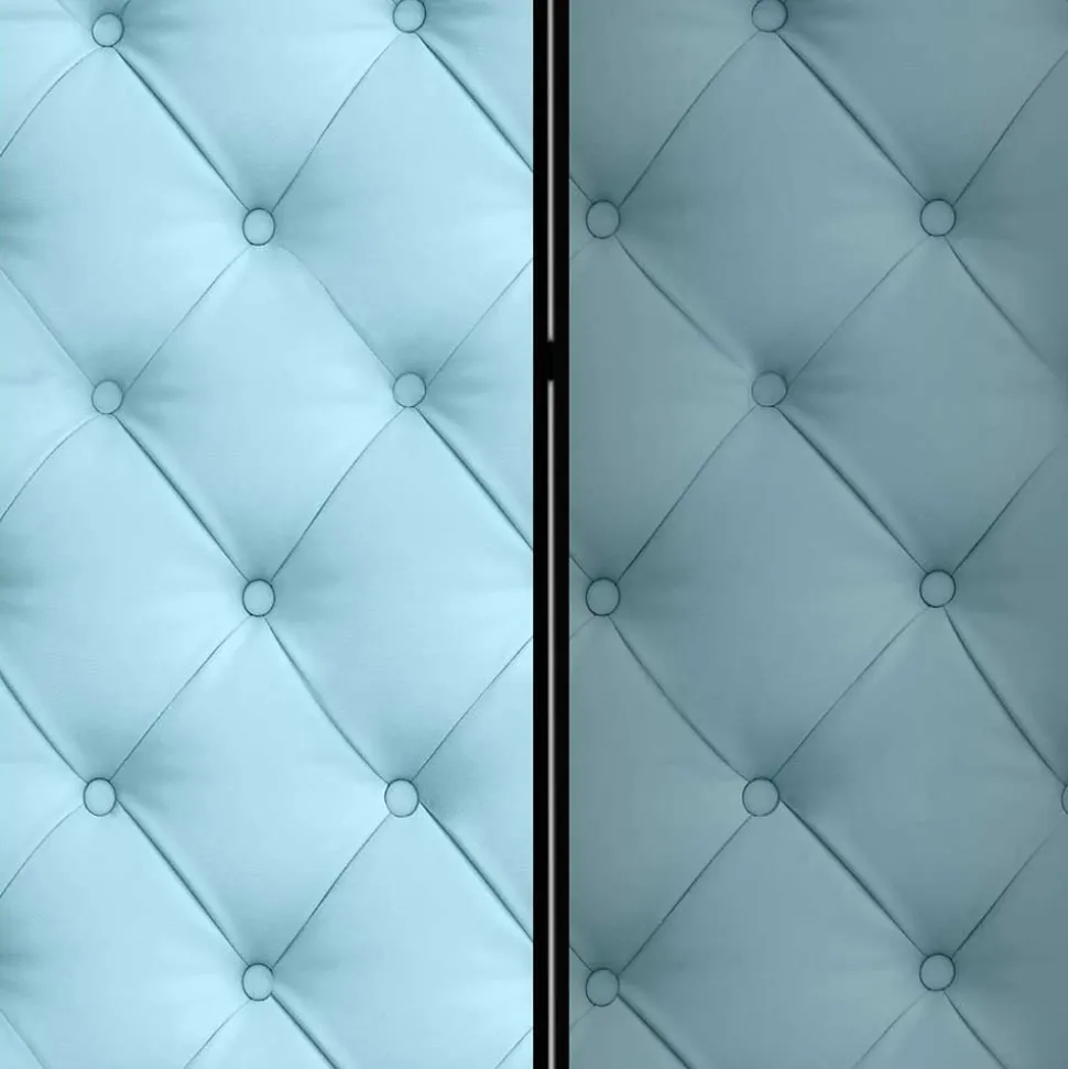 Paravent im Chesterfield Look in Hellblau - Prenzla