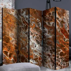 Paravent in Braun Grau Orange Schlieren - Bassy