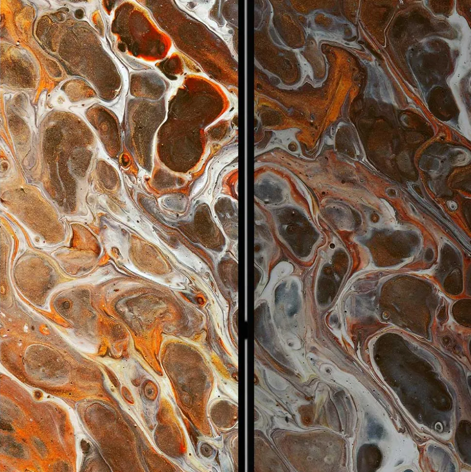 Paravent in Braun Grau Orange Schlieren - Bassy