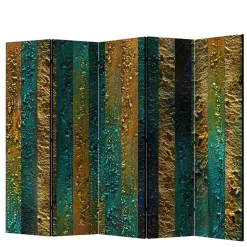Paravent in Braun Türkis Streifen Motiv - Zianatto