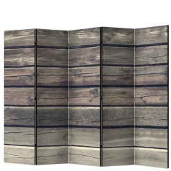 Paravent in Bretter Wand Optik - Cremo