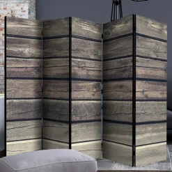 Paravent in Bretter Wand Optik - Cremo