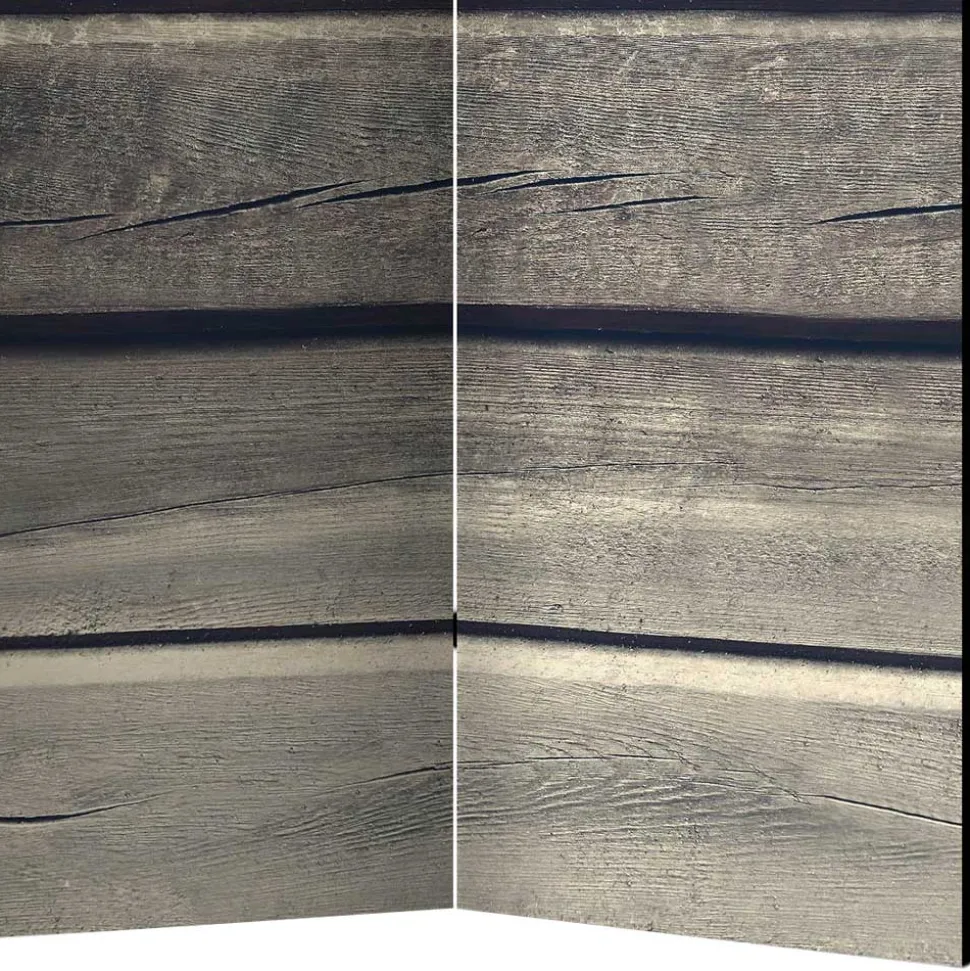 Paravent in Bretter Wand Optik - Cremo