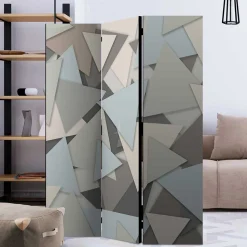 Paravent in Grautönen Dreiecke Muster - Trinity