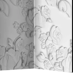 Paravent mit Blumen in Hellgrau Weiß - Tamba