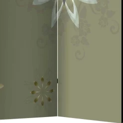 Paravent mit Blumen Motiv in Grau Gold - Stivaldo