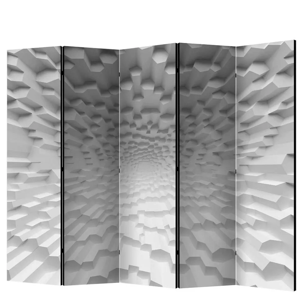 Paravent mit 3D Musterdruck Weiß Grau - Jainey