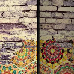 Paravent mit Druck Steinmauer & Mandalas - Basel