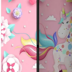 Paravent mit Einhorn Motiv in Rosa Bunt - Olenka