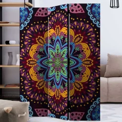Paravent mit farbenfrohem Mandala Motiv - Yaniz