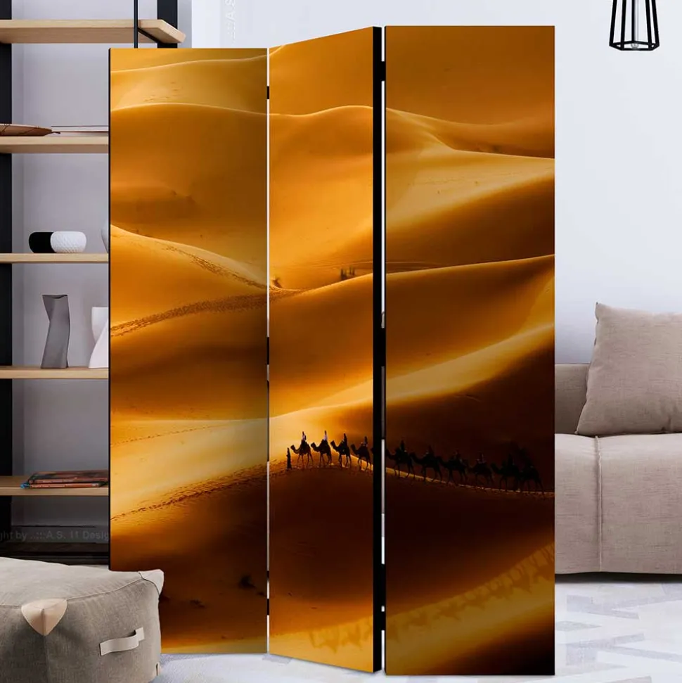 Paravent mit Foto Wüste mit Kamel Karavane - Lively