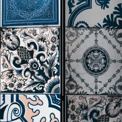 Paravent mit Kachel Design in Blau Grau - Baltra