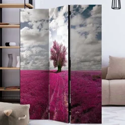 Paravent mit Landschaft Motiv in Pink - Altamira