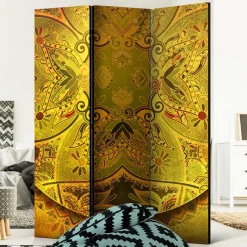 Paravent mit Mandala Motiv Goldfarben - Gabrio